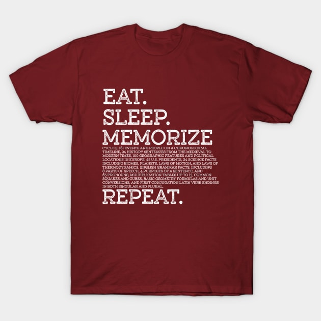 Cycle 2 Eat Sleep Memorize Repeat Memory Master T-Shirt by k8creates